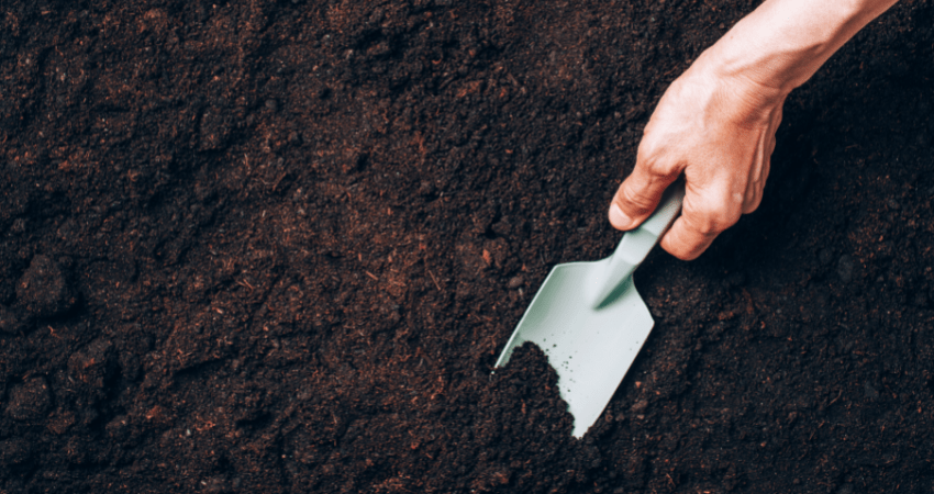 topsoil and garden spade